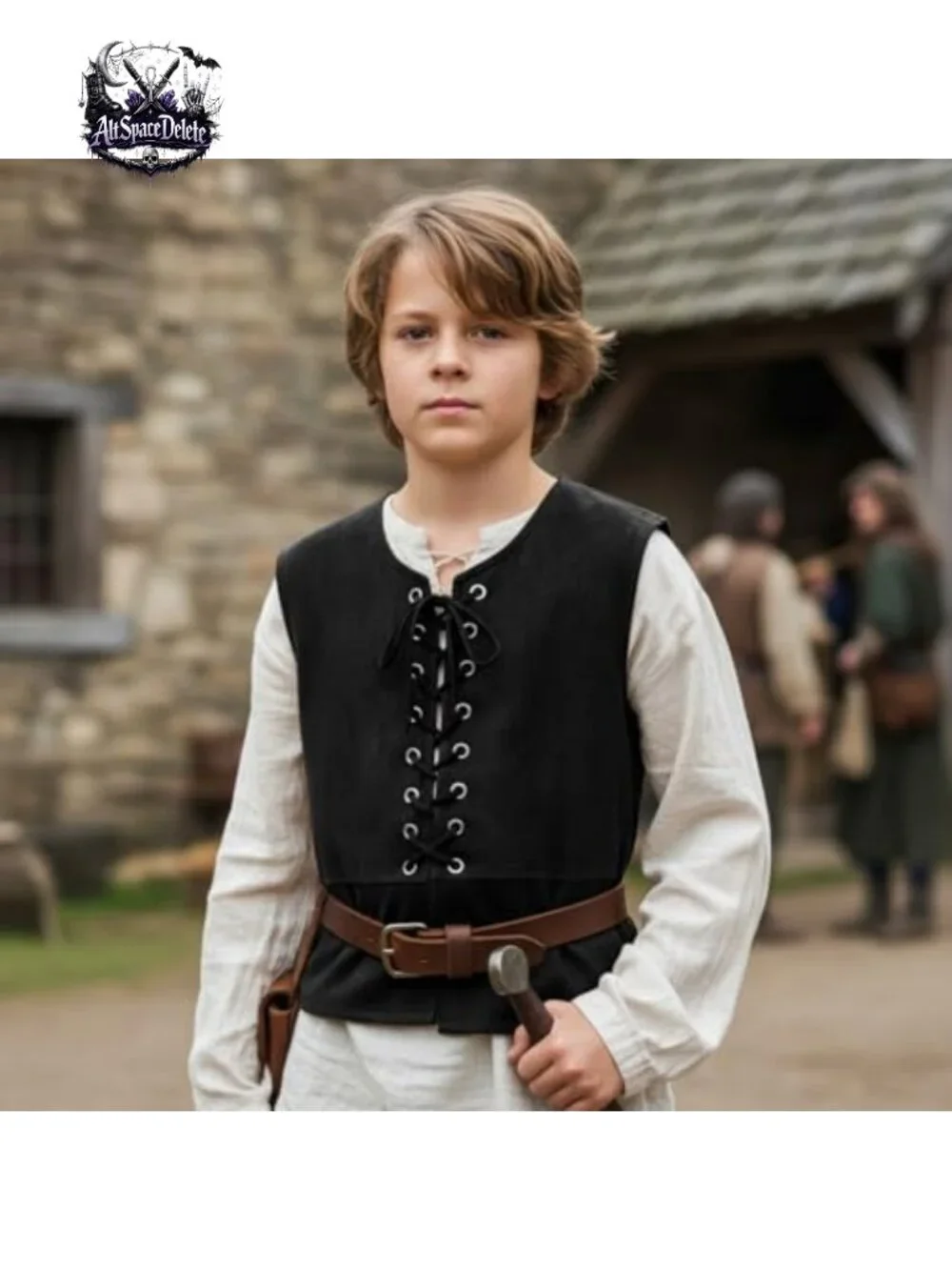 Kids Renaissance Pirate Vest Boys Medieval Viking Steampunk Costume_6